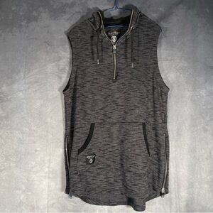 Switch Remarkable Full Zip Black Hooded Sleeveless Hoodie Sz L Streetwear Skater